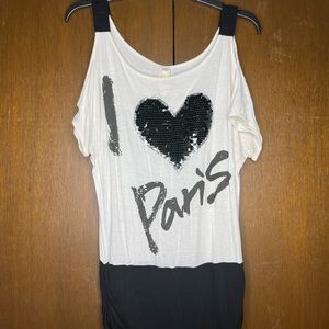 Cold shoulder sequin top